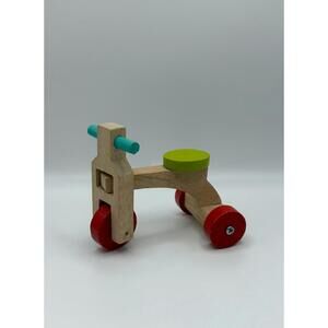1:6 Scale Wooden Tricycle Miniature Dollhouse Prop Red Wheels Green Seat